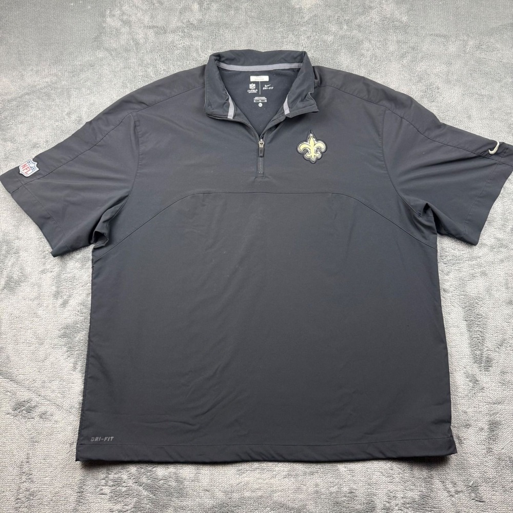 Nike NFL New Orleans Saints Dri-FIT Terry Malone Short Sleeve Pullover Mens XL